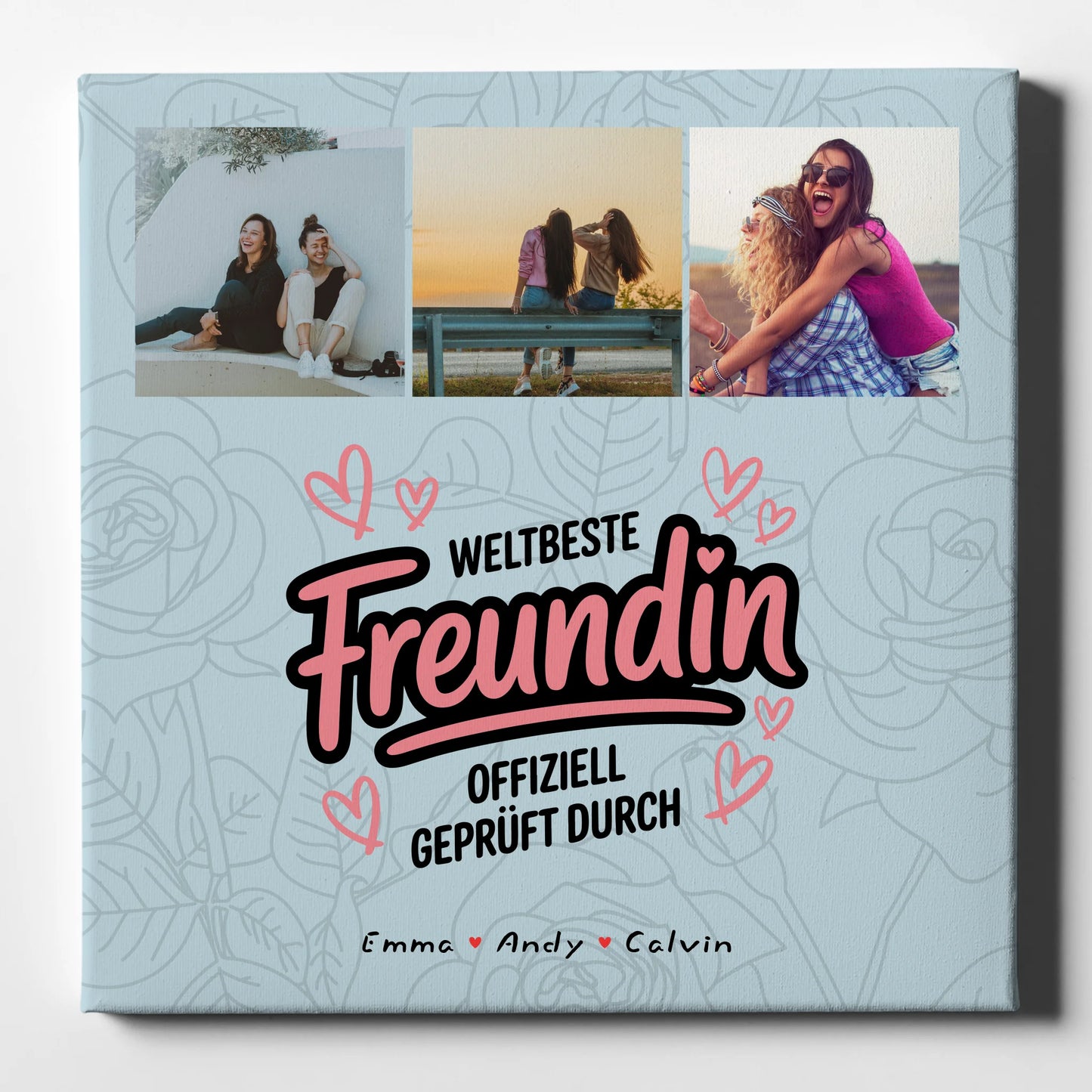 Leinwand beste Freundinnen Geschenk Fotocollage Beste Freundin Weltbeste Freundin Offiziell Geprüft Durch 1