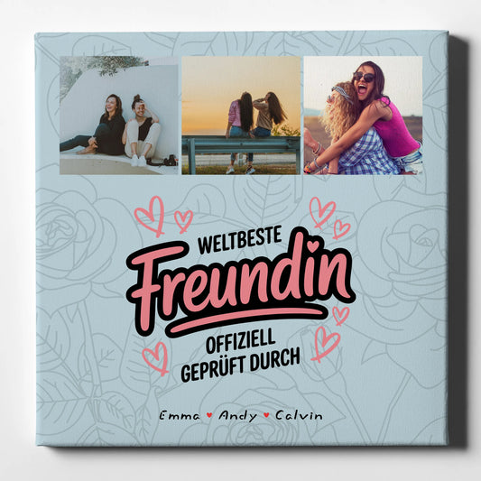 Leinwand beste Freundinnen Geschenk Fotocollage Beste Freundin Weltbeste Freundin Offiziell Geprüft Durch 1