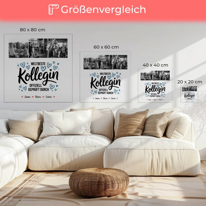 Personalisierte Leinwand für Kollegin mit Fotocollage Weltbeste Kollegin Offiziell Geprüft Durch 6