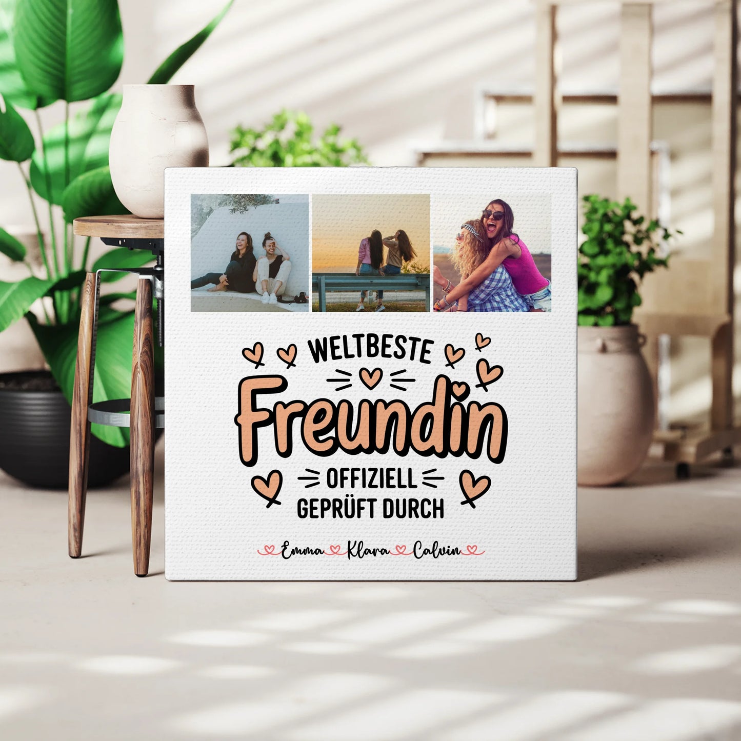 Personalisiertes Bild Beste Freundin Leinwand Fotocollage für Beste Freundin Weltbeste Freundin Offiziell Geprüft Durch 3