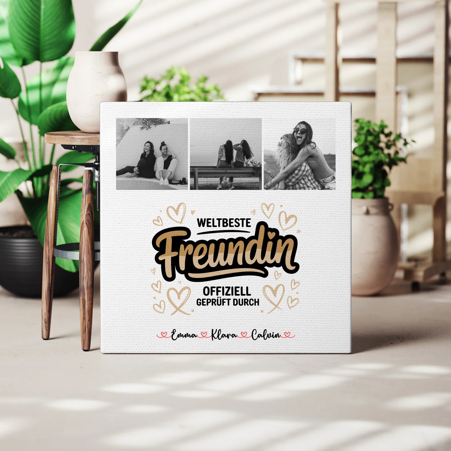 Freundinnen Bild Personalisiert Leinwand Beste Freundin Fotocollage Weltbeste Freundin Offiziell Geprüft Durch 3