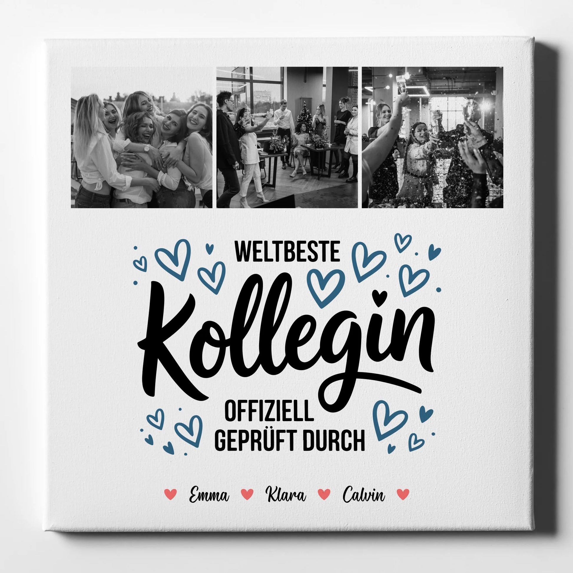 Personalisierte Leinwand für Kollegin mit Fotocollage Weltbeste Kollegin Offiziell Geprüft Durch 1