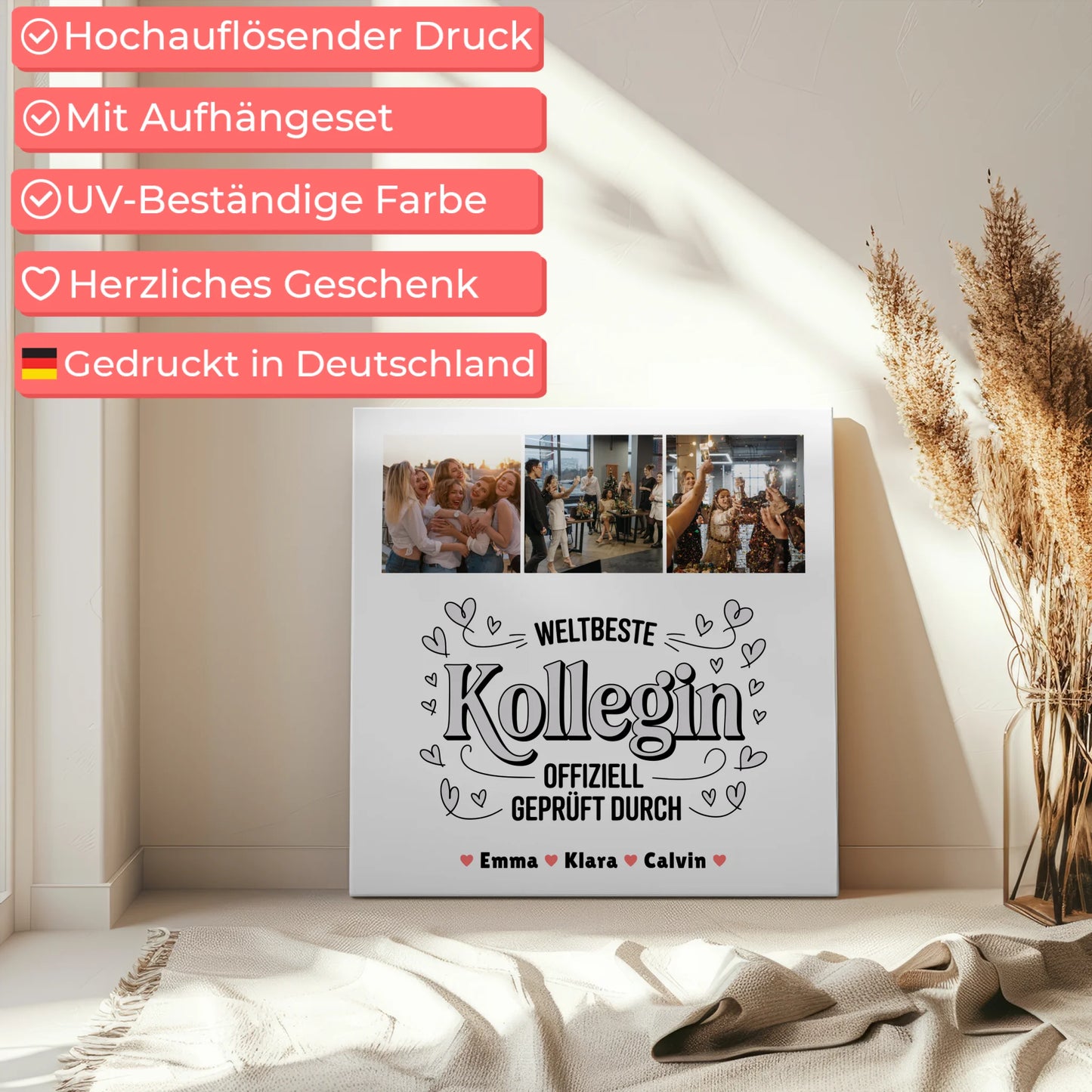 Fotocollage Großes Bild Aus Vielen Kleinen Geschenk für Kollegin Weltbeste Kollegin Offiziell Geprüft Durch 5