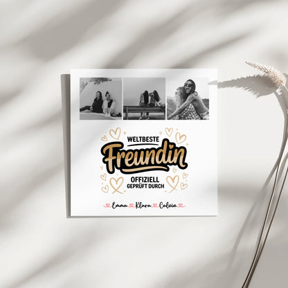 Freundinnen Bild Personalisiert Leinwand Beste Freundin Fotocollage Weltbeste Freundin Offiziell Geprüft Durch 4