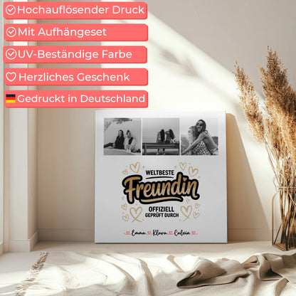 Freundinnen Bild Personalisiert Leinwand Beste Freundin Fotocollage Weltbeste Freundin Offiziell Geprüft Durch 5