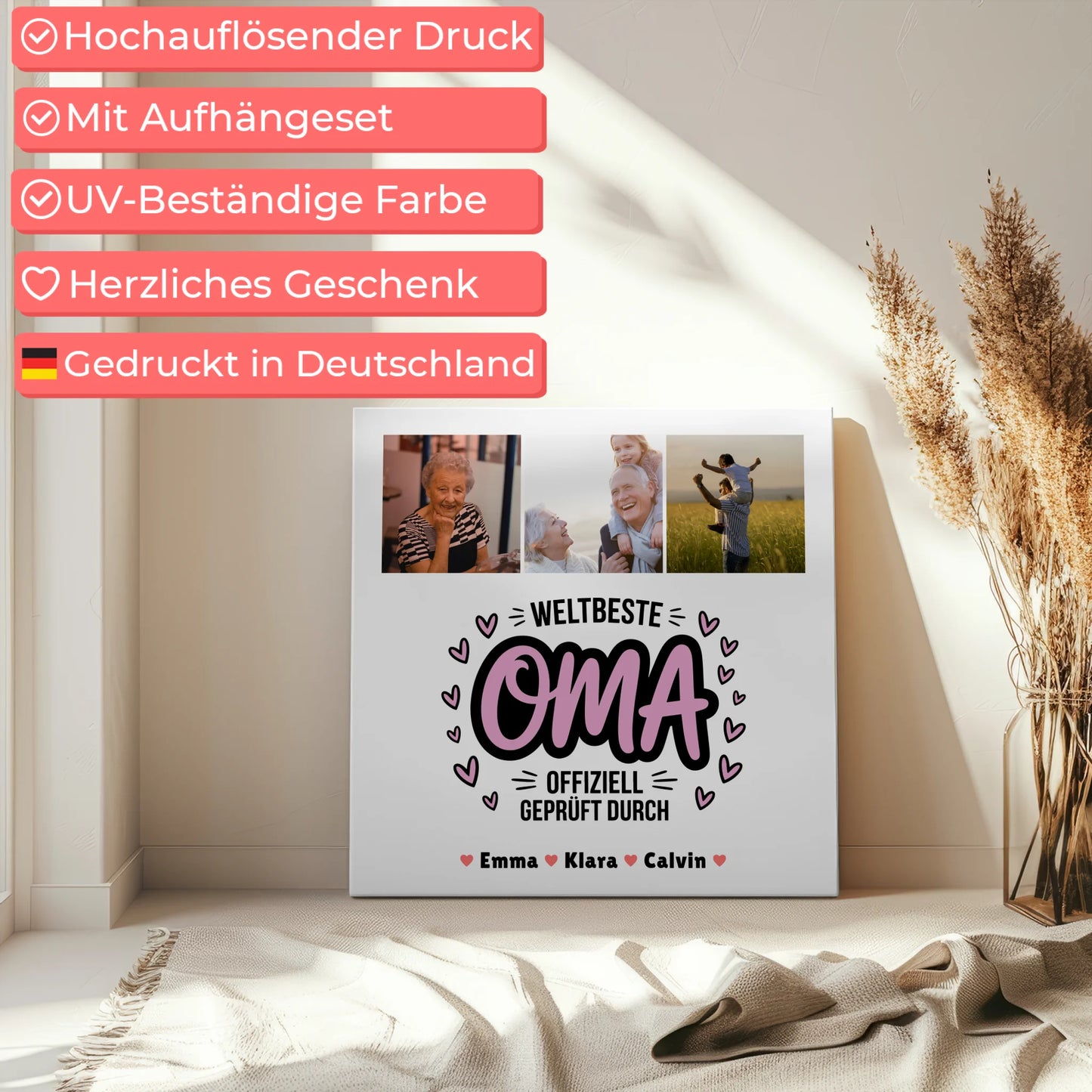 Wandbild Oma Geschenk Fotocollage Oma Weltbeste Oma Offiziell Geprüft Durch 5