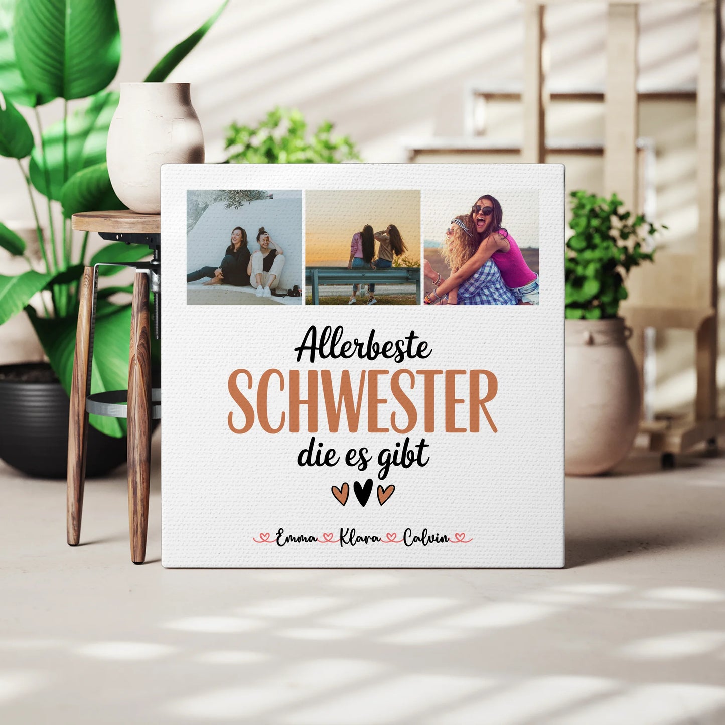 Personalisierte Leinwand Schwester Fotocollage für Schwester Allerbeste Schwester Die Es Gibt 3