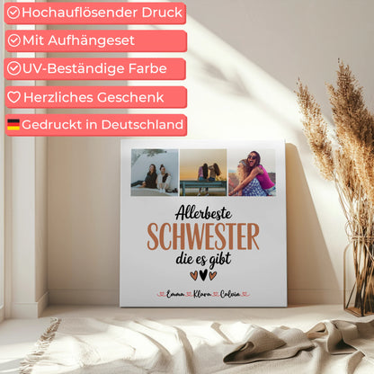 Personalisierte Leinwand Schwester Fotocollage für Schwester Allerbeste Schwester Die Es Gibt 5