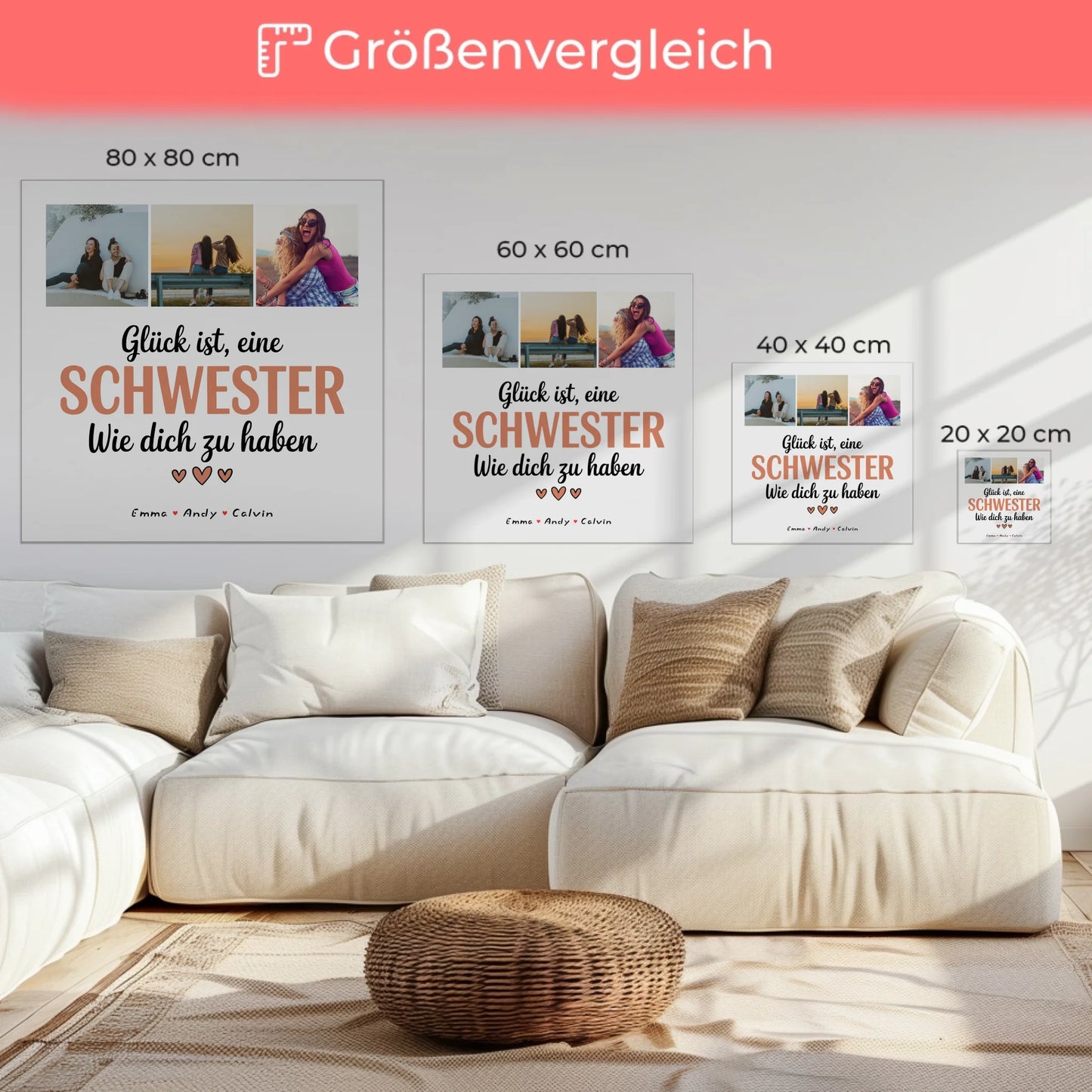 Personalisierte Leinwand für Schwester Geschenk Fotocollage Schwester Glück Ist eine Schwester Wie Dich Zu Haben 6