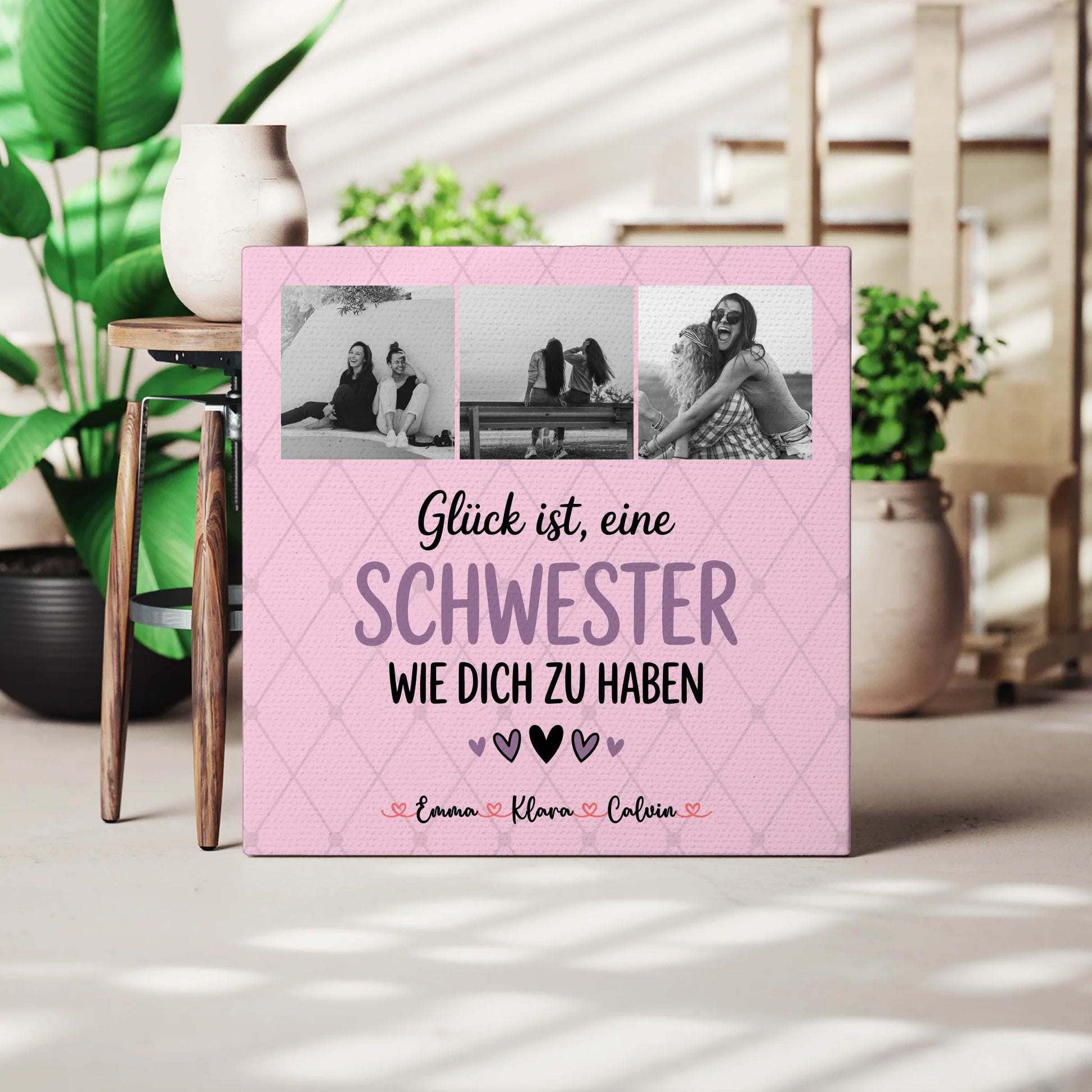 Personalisierte Leinwand Schwester Fotocollage Glück Ist eine Schwester Wie Dich Zu Haben 3