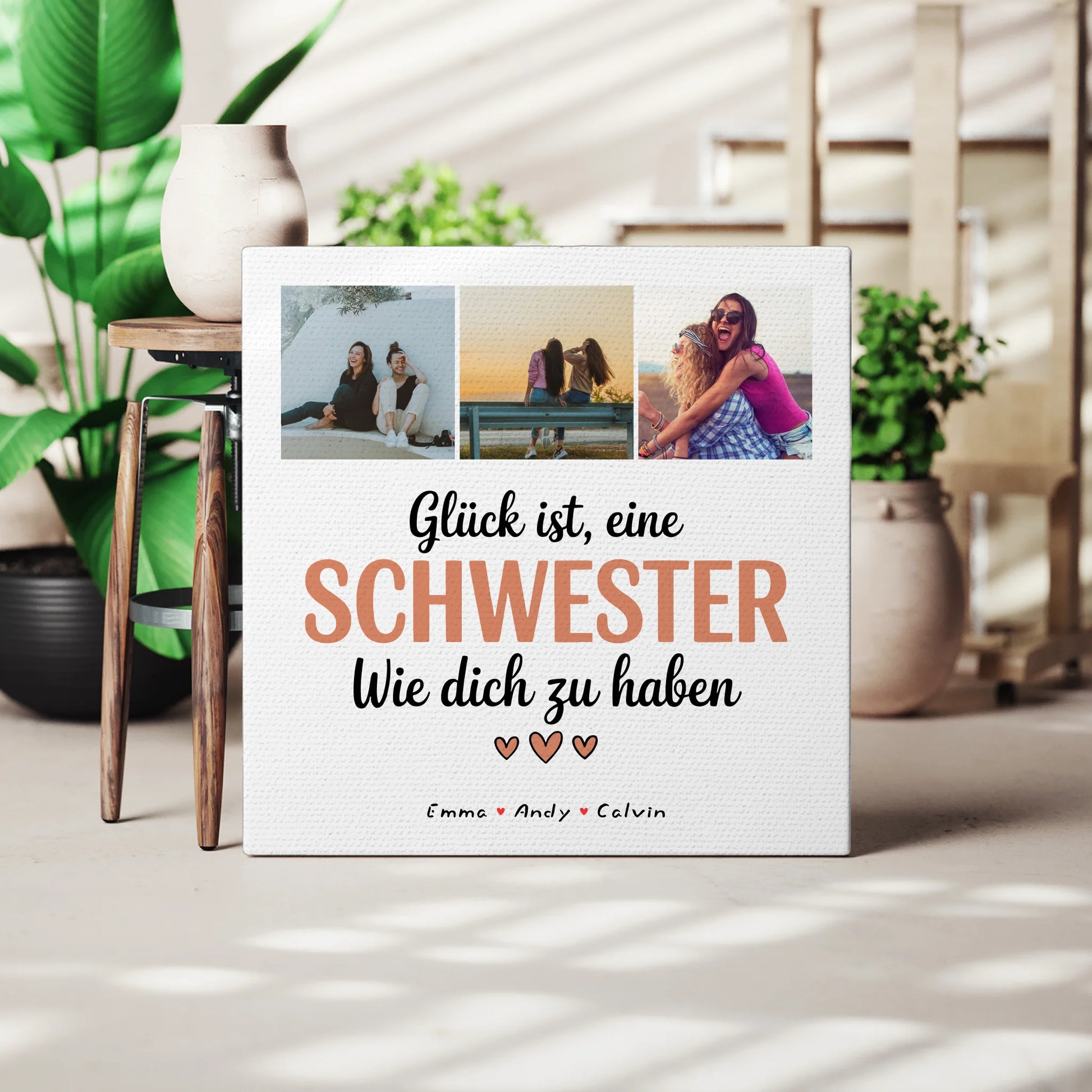 Personalisierte Leinwand für Schwester Geschenk Fotocollage Schwester Glück Ist eine Schwester Wie Dich Zu Haben 3