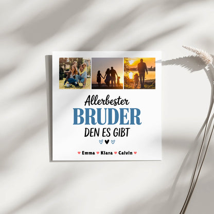 Personalisierte Leinwand Bild Geschenk Fotocollage Bruder Allerbester Bruder Den Es Gibt 4