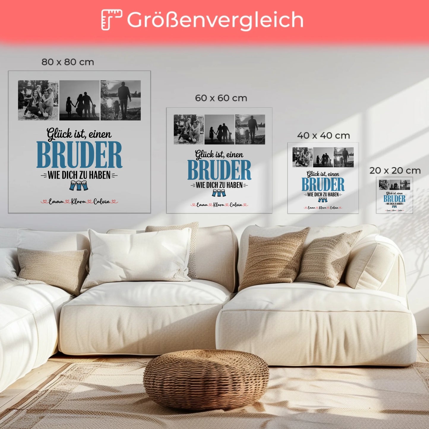 Personalisierte Wandbild Fotocollage für Bruder Glück ist einen Bruder wie Dich zu Haben Geschenk 6