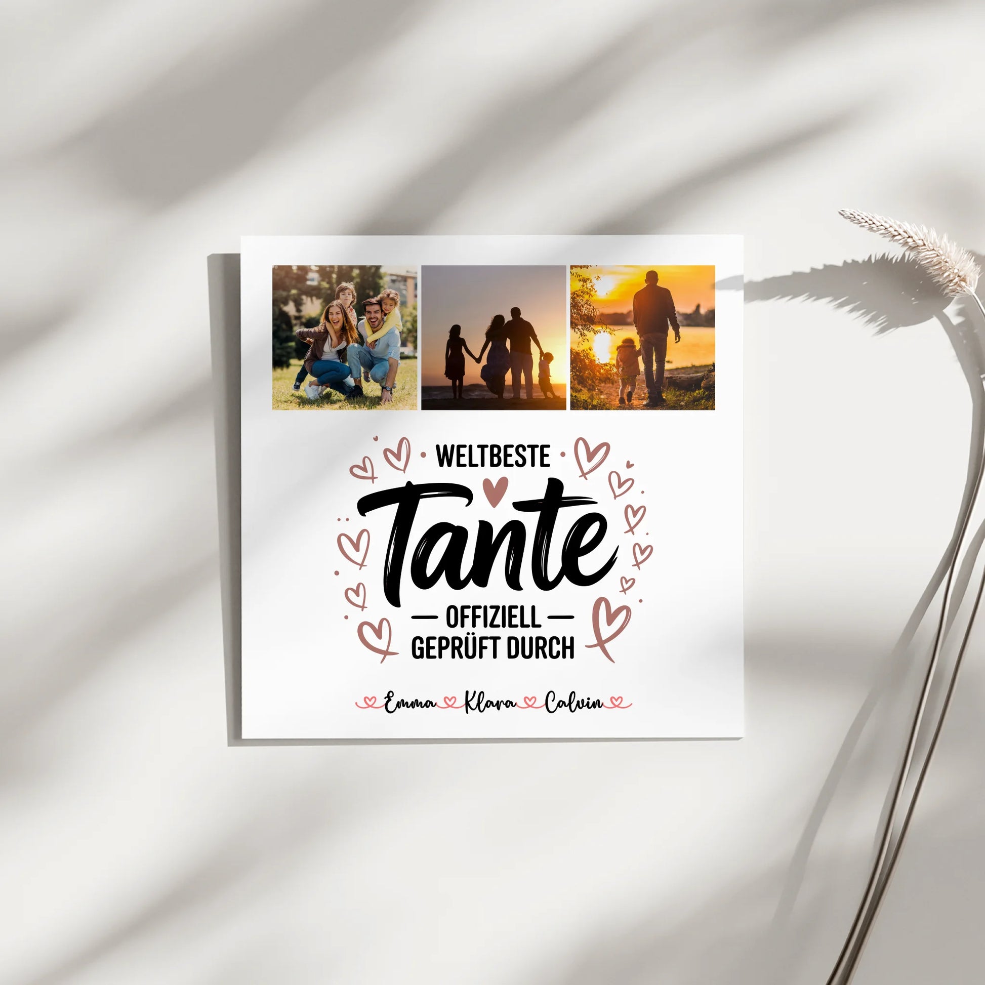 Personalisierte Leinwand Wandbild Fotocollage für Tante Weltbeste Tante Offiziell Geprüft Durch 4