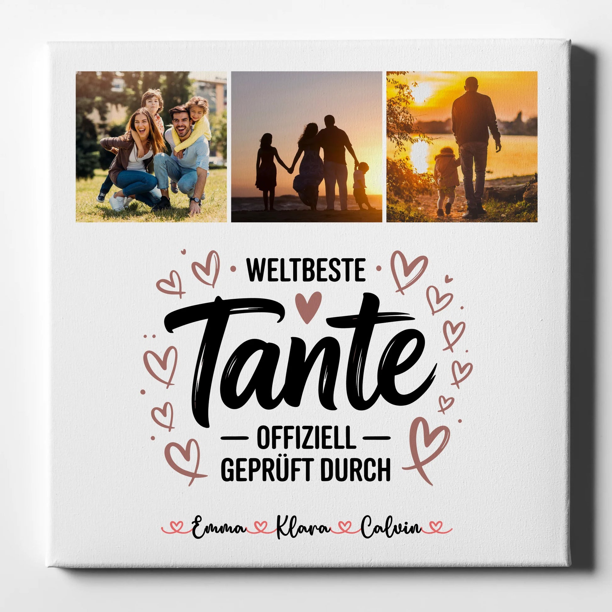 Personalisierte Leinwand Wandbild Fotocollage für Tante Weltbeste Tante Offiziell Geprüft Durch 1