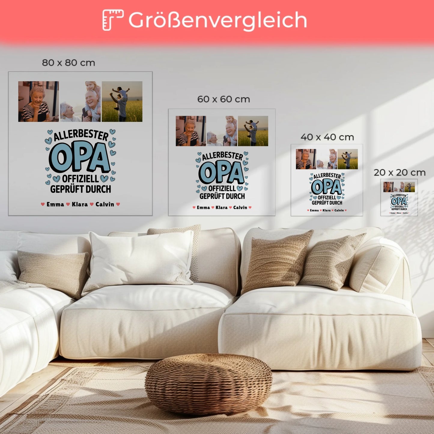 Leinwand Personalisiert Geschenk Fotocollage Opa Allerbester Opa Offiziell Geprüft Durch 6