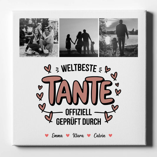 Wandbild Fotocollage für die Weltbeste Tante Offiziell Geprüft Durch personalisierte Tante Fotocollage Geschenk 1