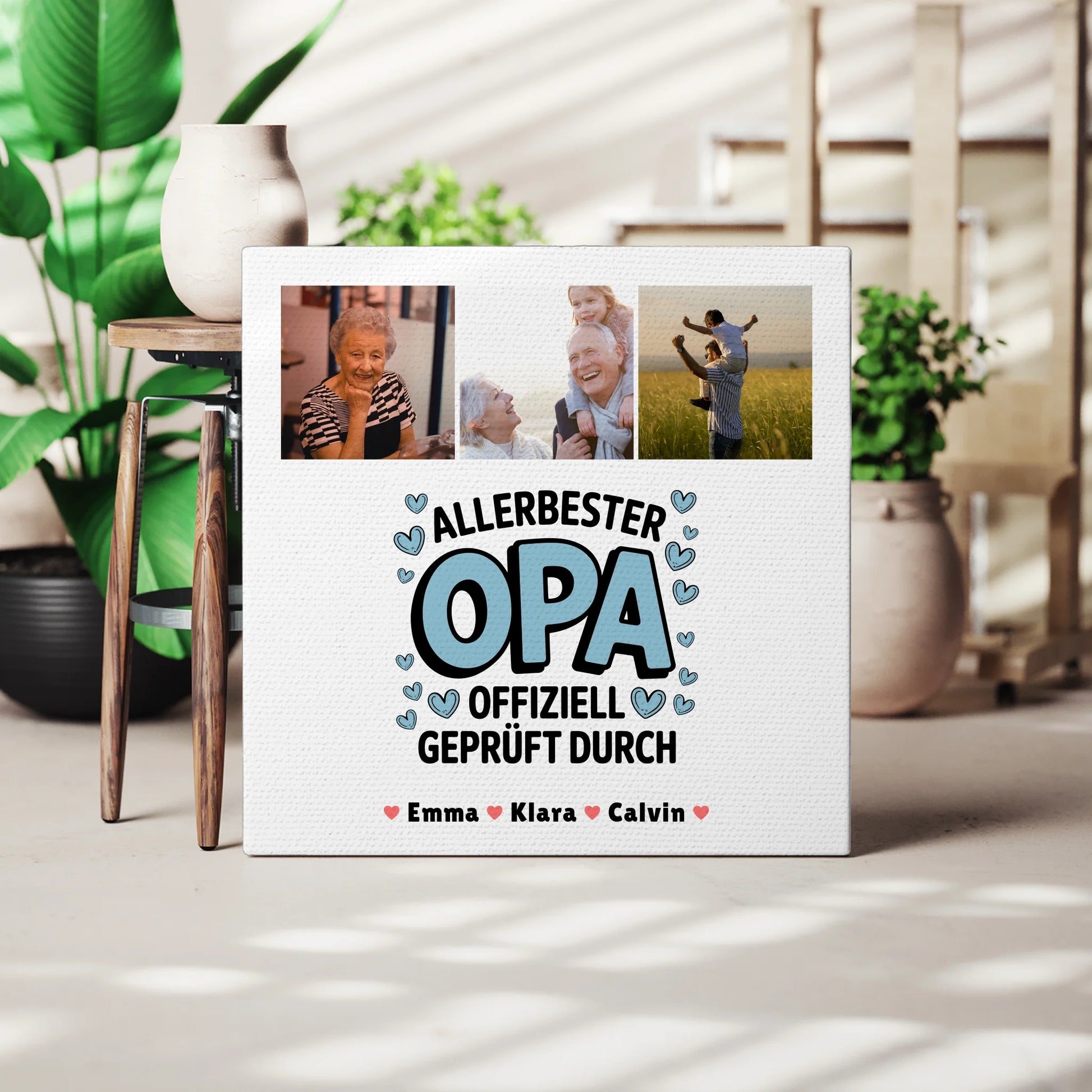 Leinwand Personalisiert Geschenk Fotocollage Opa Allerbester Opa Offiziell Geprüft Durch 3