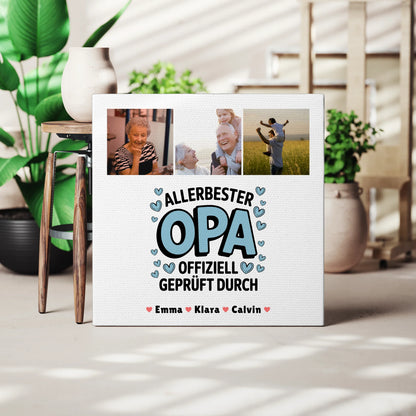 Leinwand Personalisiert Geschenk Fotocollage Opa Allerbester Opa Offiziell Geprüft Durch 3