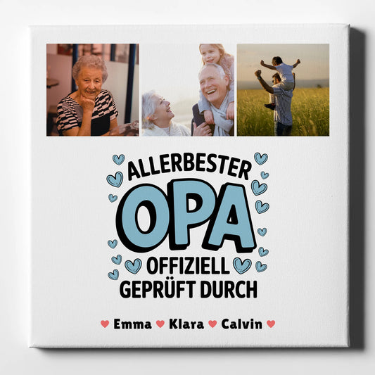 Leinwand Personalisiert Geschenk Fotocollage Opa Allerbester Opa Offiziell Geprüft Durch 1