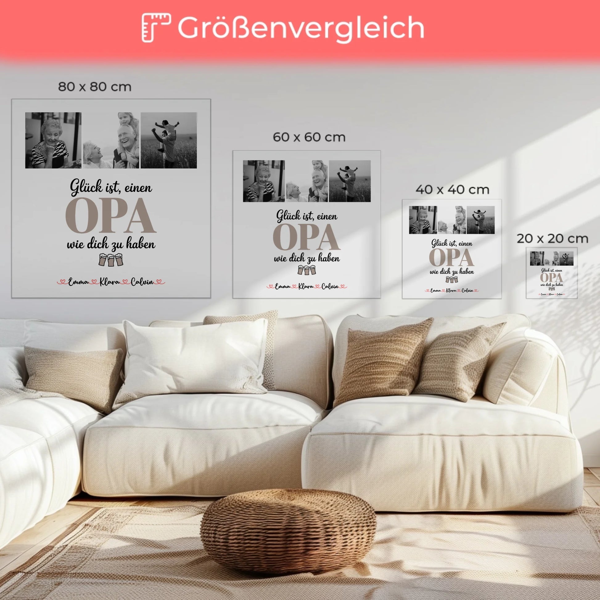 Leinwand Personalisiert Opa Fotocollage Glück Ist Einen Opa Wie Dich Haben 6