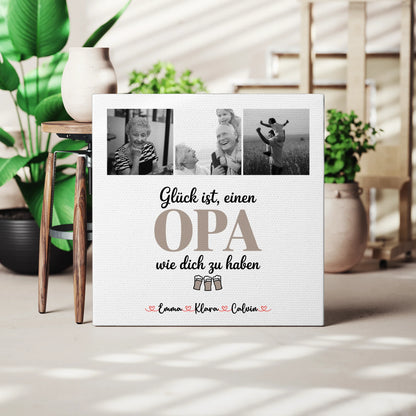 Leinwand Personalisiert Opa Fotocollage Glück Ist Einen Opa Wie Dich Haben 3