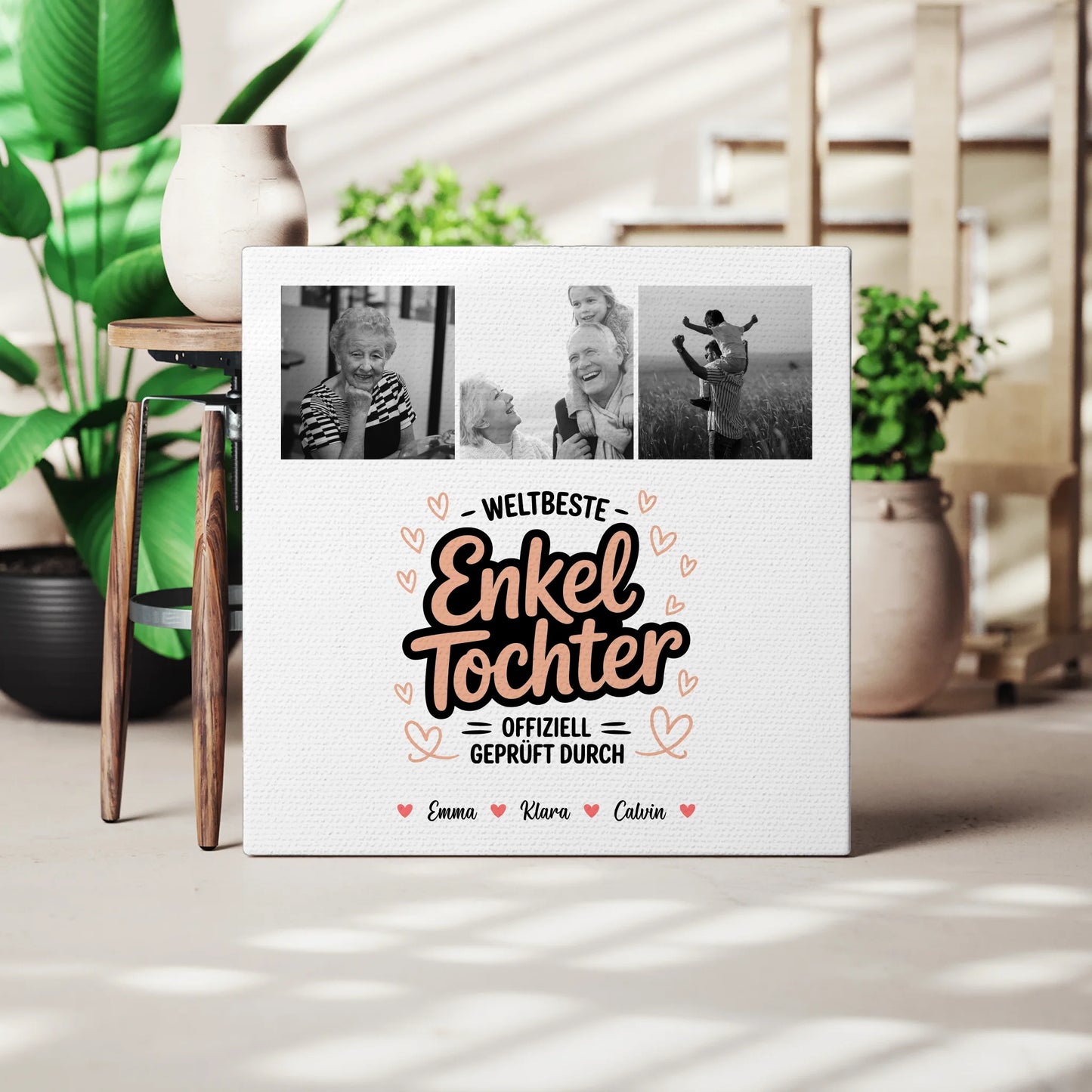 Personalisierte Leinwand Enkeltochter Fotocollage Weltbeste Enkeltochter Offiziell Geprüft Durch 3