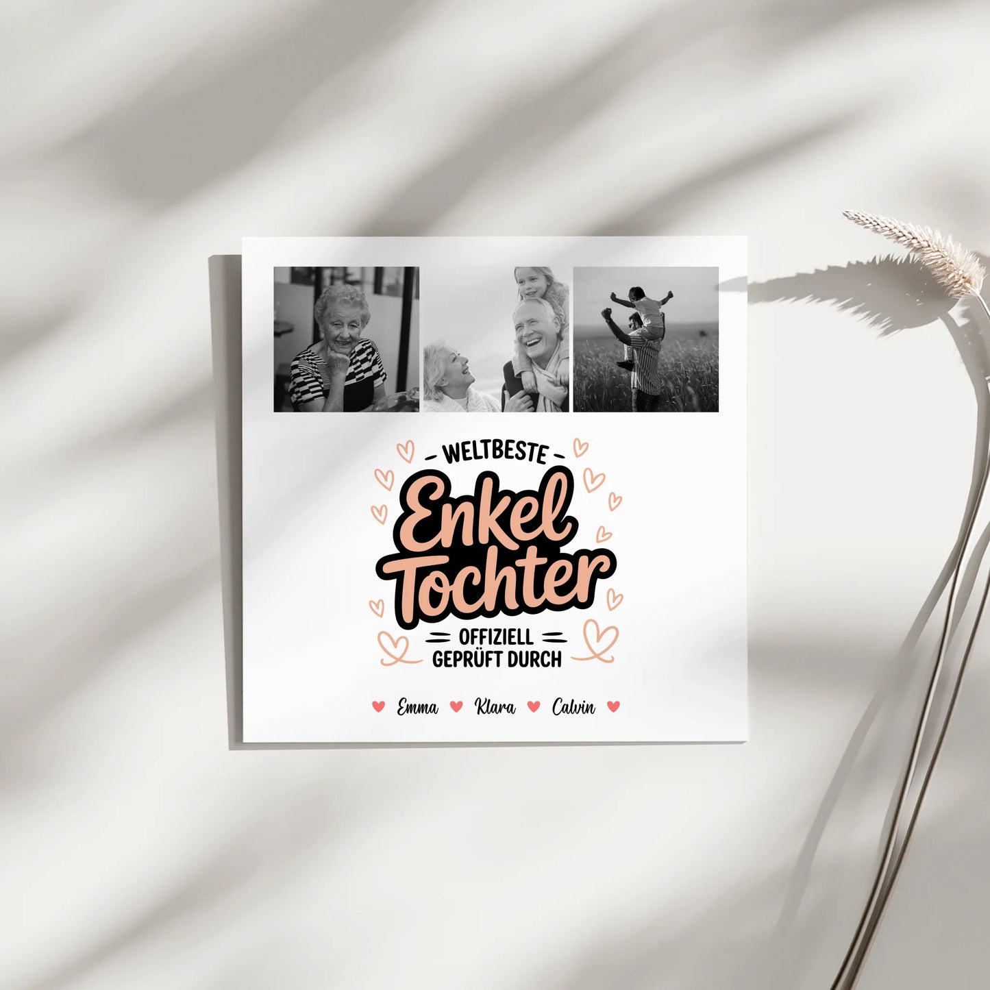 Personalisierte Leinwand Enkeltochter Fotocollage Weltbeste Enkeltochter Offiziell Geprüft Durch 4