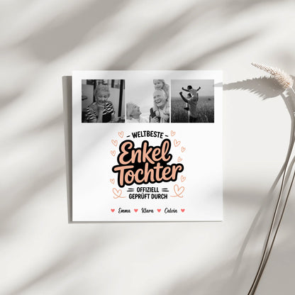 Personalisierte Leinwand Enkeltochter Fotocollage Weltbeste Enkeltochter Offiziell Geprüft Durch 4