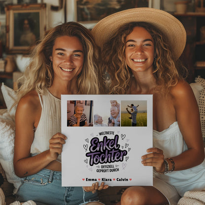 Leinwand Personalisiert Geschenk Fotocollage Enkeltochter Weltbeste Enkeltochter Offiziell Geprüft Durch 2