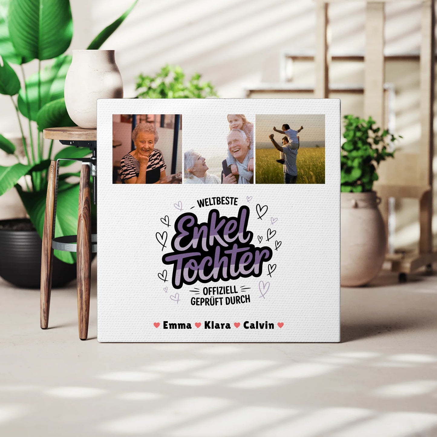 Leinwand Personalisiert Geschenk Fotocollage Enkeltochter Weltbeste Enkeltochter Offiziell Geprüft Durch 3