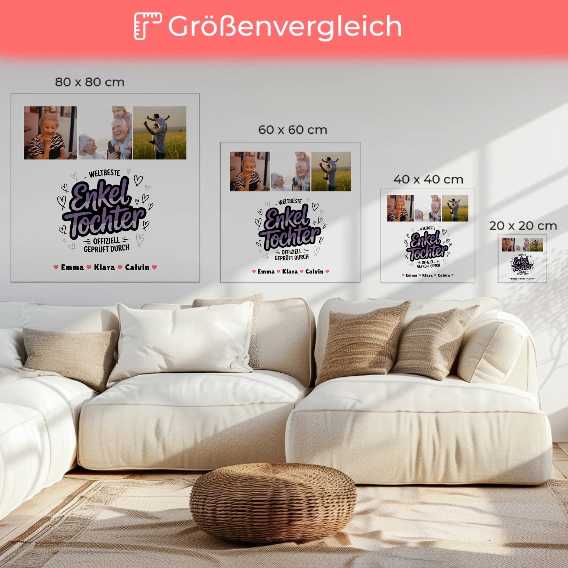 Leinwand Personalisiert Geschenk Fotocollage Enkeltochter Weltbeste Enkeltochter Offiziell Geprüft Durch 6