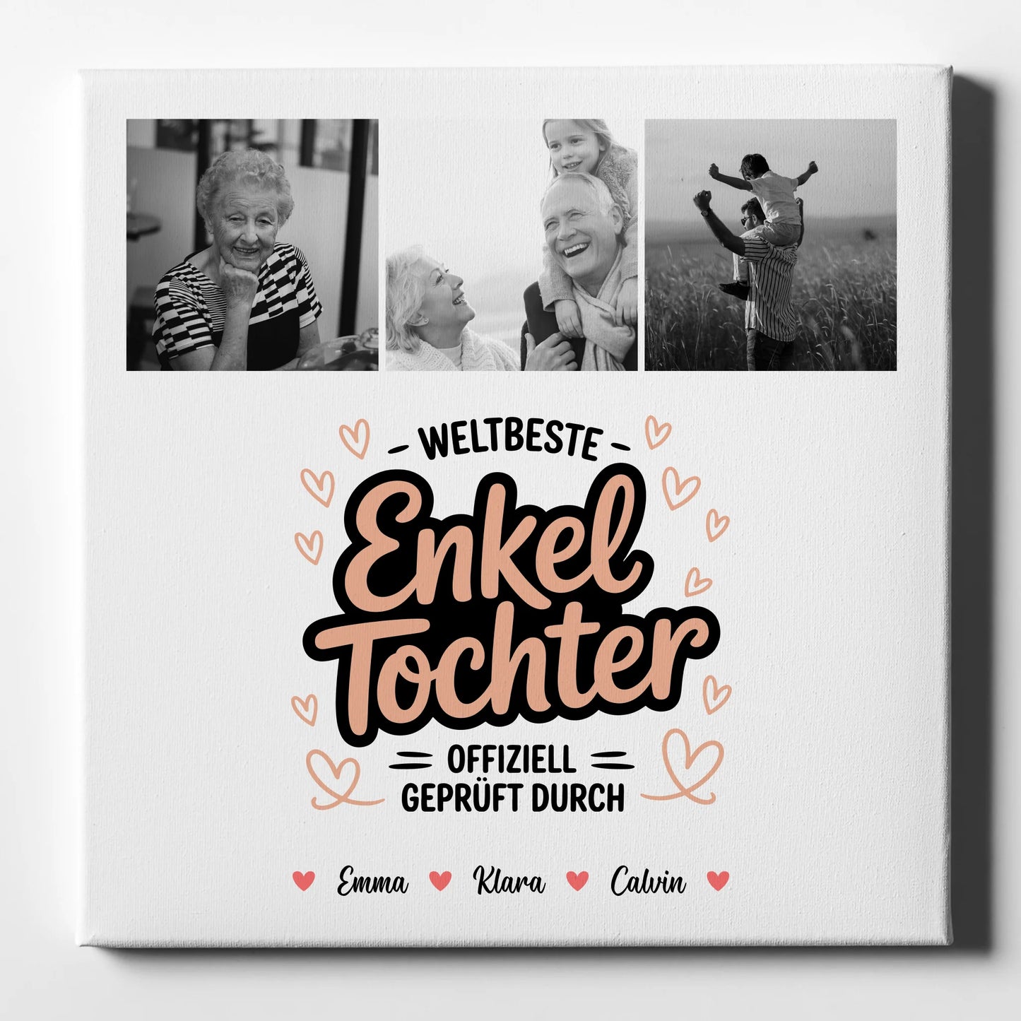 Personalisierte Leinwand Enkeltochter Fotocollage Weltbeste Enkeltochter Offiziell Geprüft Durch 1