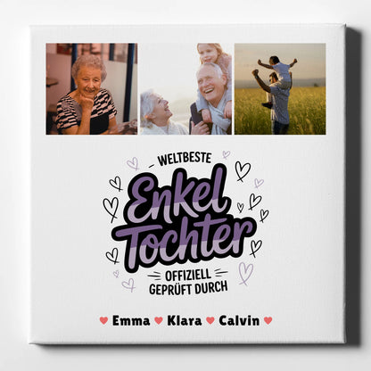 Leinwand Personalisiert Geschenk Fotocollage Enkeltochter Weltbeste Enkeltochter Offiziell Geprüft Durch 1