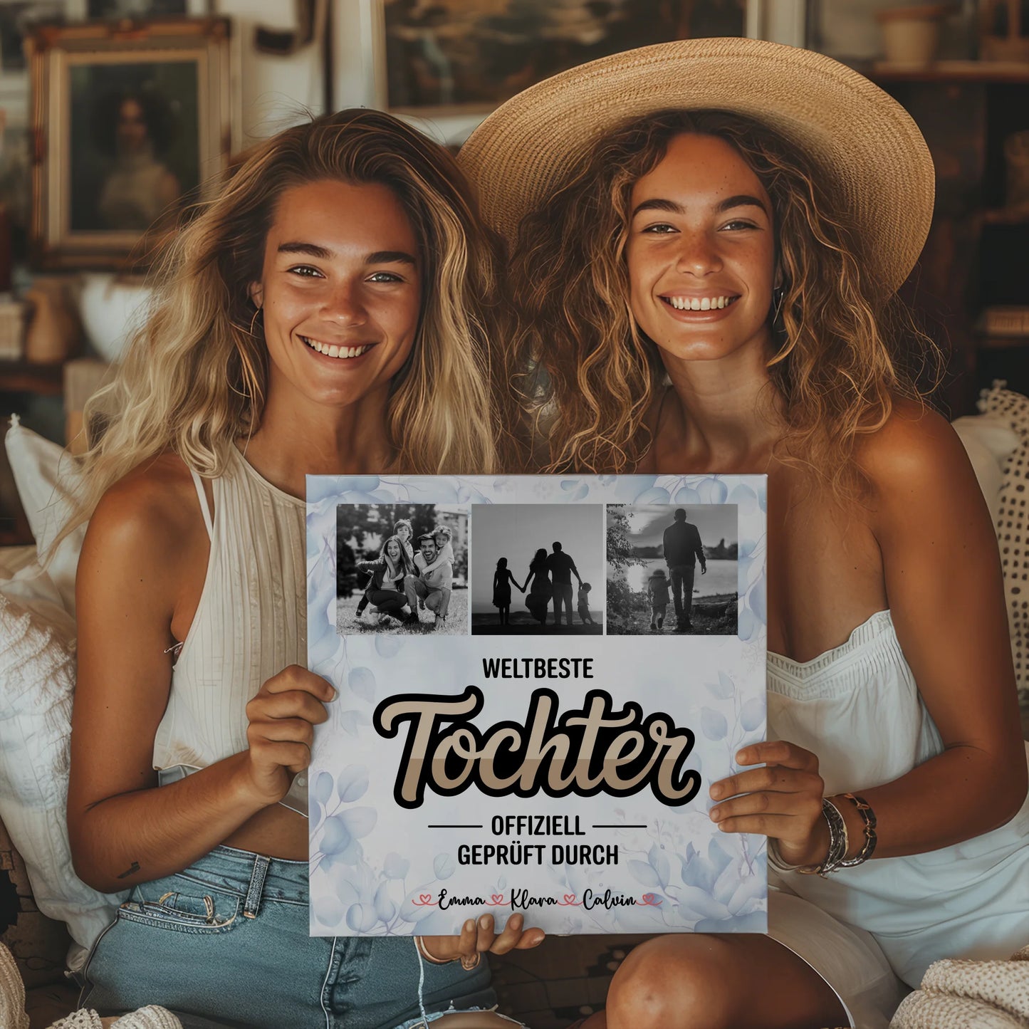 Leinwand Personalisiert Tochter Fotocollage Weltbeste Tochter Offiziell Geprüft Durch Geschenk 2