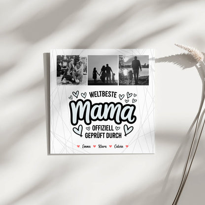Personalisierte Leinwand für Mama Weltbeste Mama Offiziell Geprüft Durch Mama Fotocollage Geschenk 4