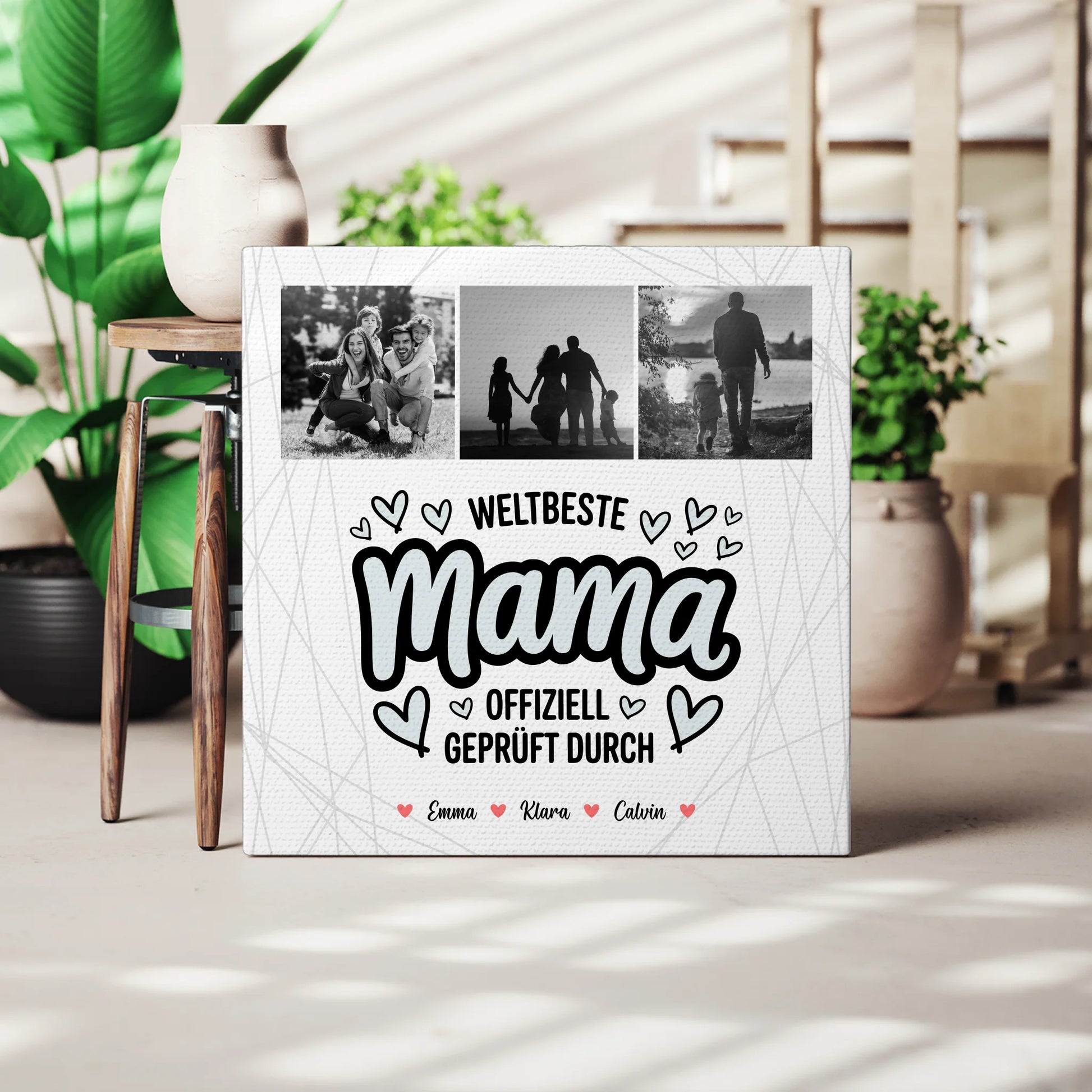 Personalisierte Leinwand für Mama Weltbeste Mama Offiziell Geprüft Durch Mama Fotocollage Geschenk 3