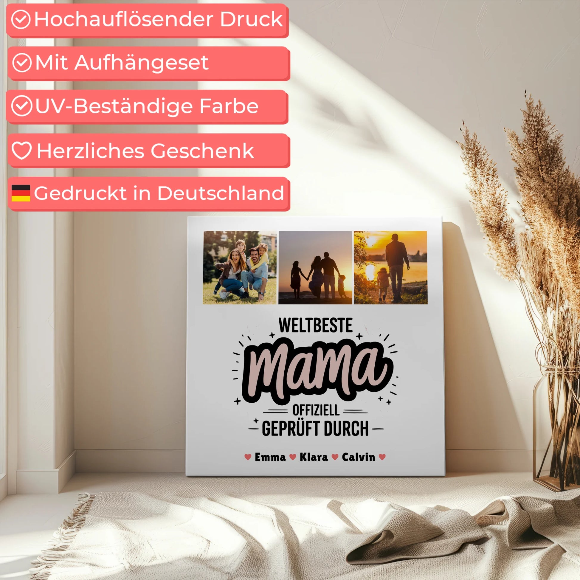 Mama Plakat Leinwand Geschenk Fotocollage Mama Weltbeste Mama Offiziell Geprüft Durch 5