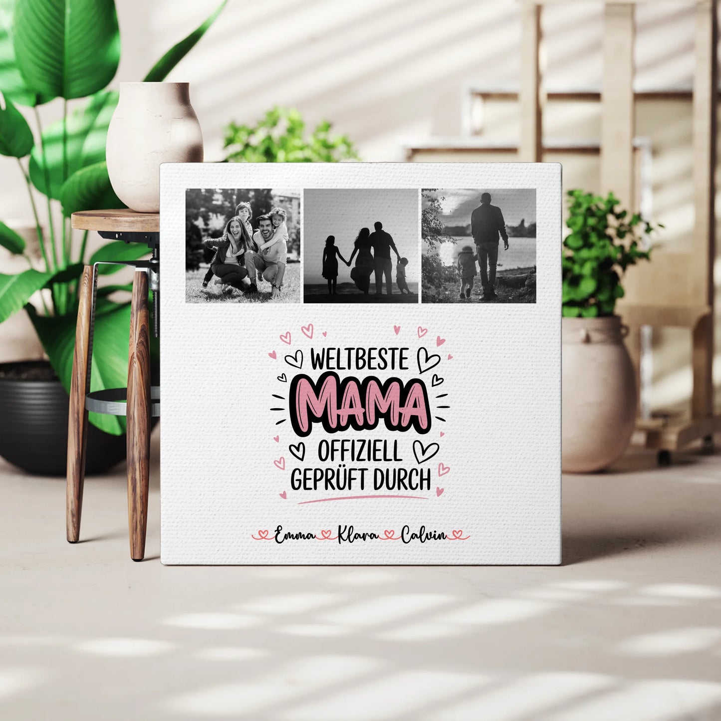 Mama Leinwand mit Fotocollage Mama Weltbeste Mama Offiziell Geprüft Durch 3