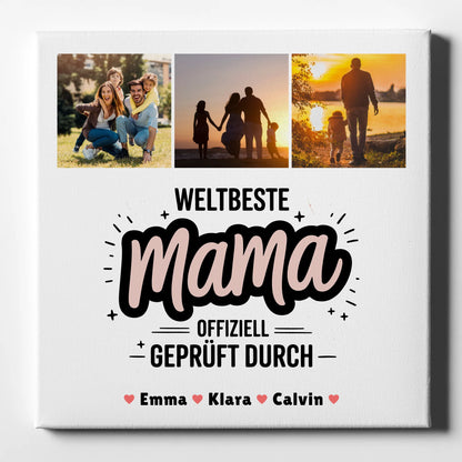 Mama Plakat Leinwand Geschenk Fotocollage Mama Weltbeste Mama Offiziell Geprüft Durch 1