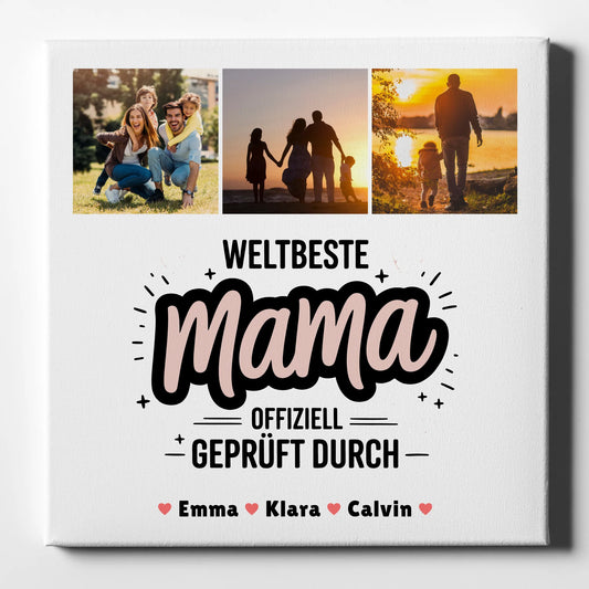 Mama Plakat Leinwand Geschenk Fotocollage Mama Weltbeste Mama Offiziell Geprüft Durch 1