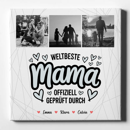 Personalisierte Leinwand für Mama Weltbeste Mama Offiziell Geprüft Durch Mama Fotocollage Geschenk 1