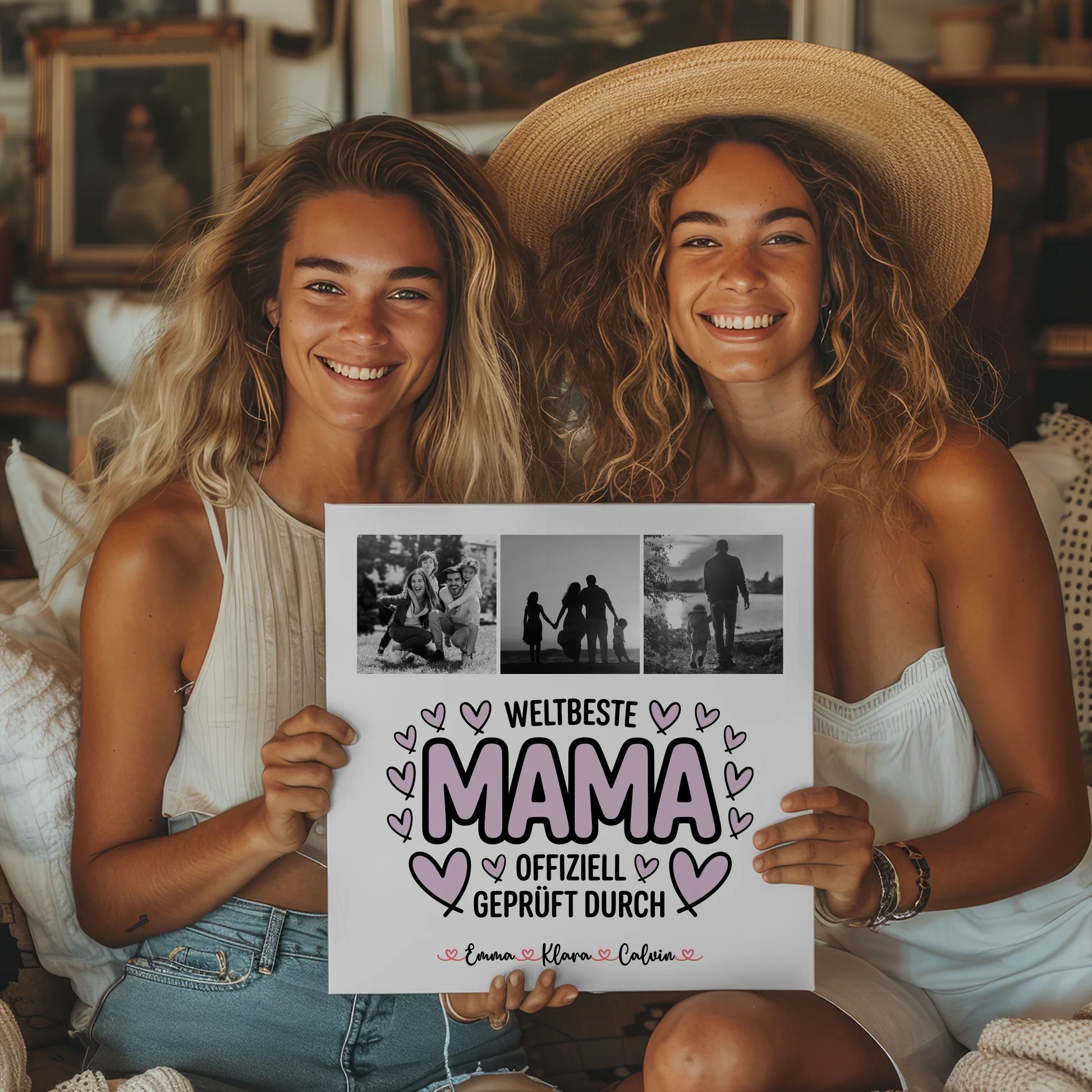 Personalisierte Leinwand Mama Mama Fotocollage Weltbeste Mama Offiziell Geprüft Durch 2