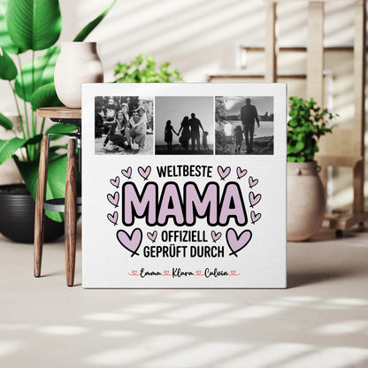 Personalisierte Leinwand Mama Mama Fotocollage Weltbeste Mama Offiziell Geprüft Durch 3