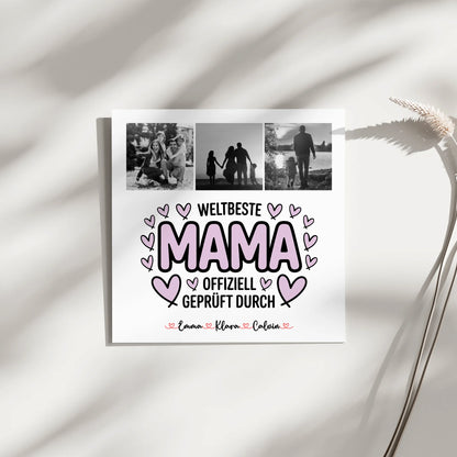 Personalisierte Leinwand Mama Mama Fotocollage Weltbeste Mama Offiziell Geprüft Durch 4