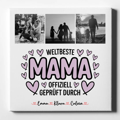 Personalisierte Leinwand Mama Mama Fotocollage Weltbeste Mama Offiziell Geprüft Durch 1