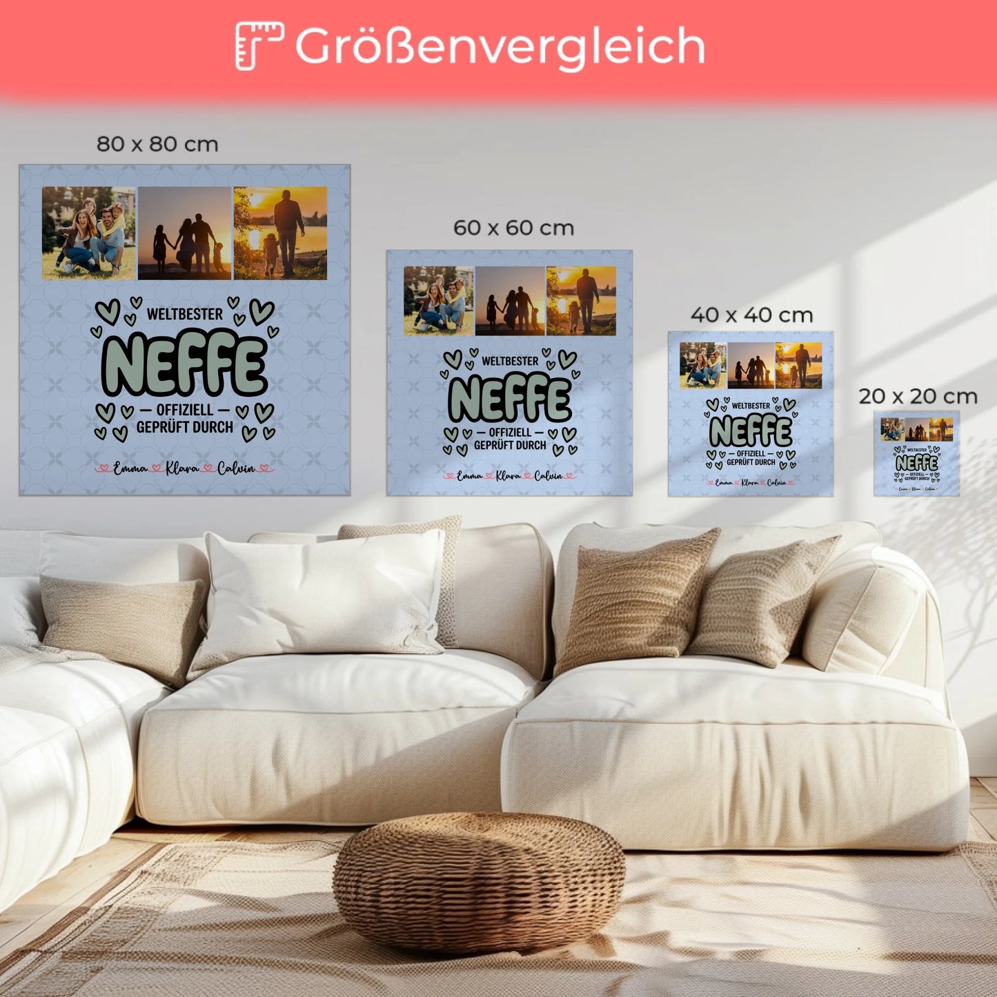 Leinwand Personalisiert Fotocollage für Neffe Weltbester Neffe Offiziell Geprüft Durch 6