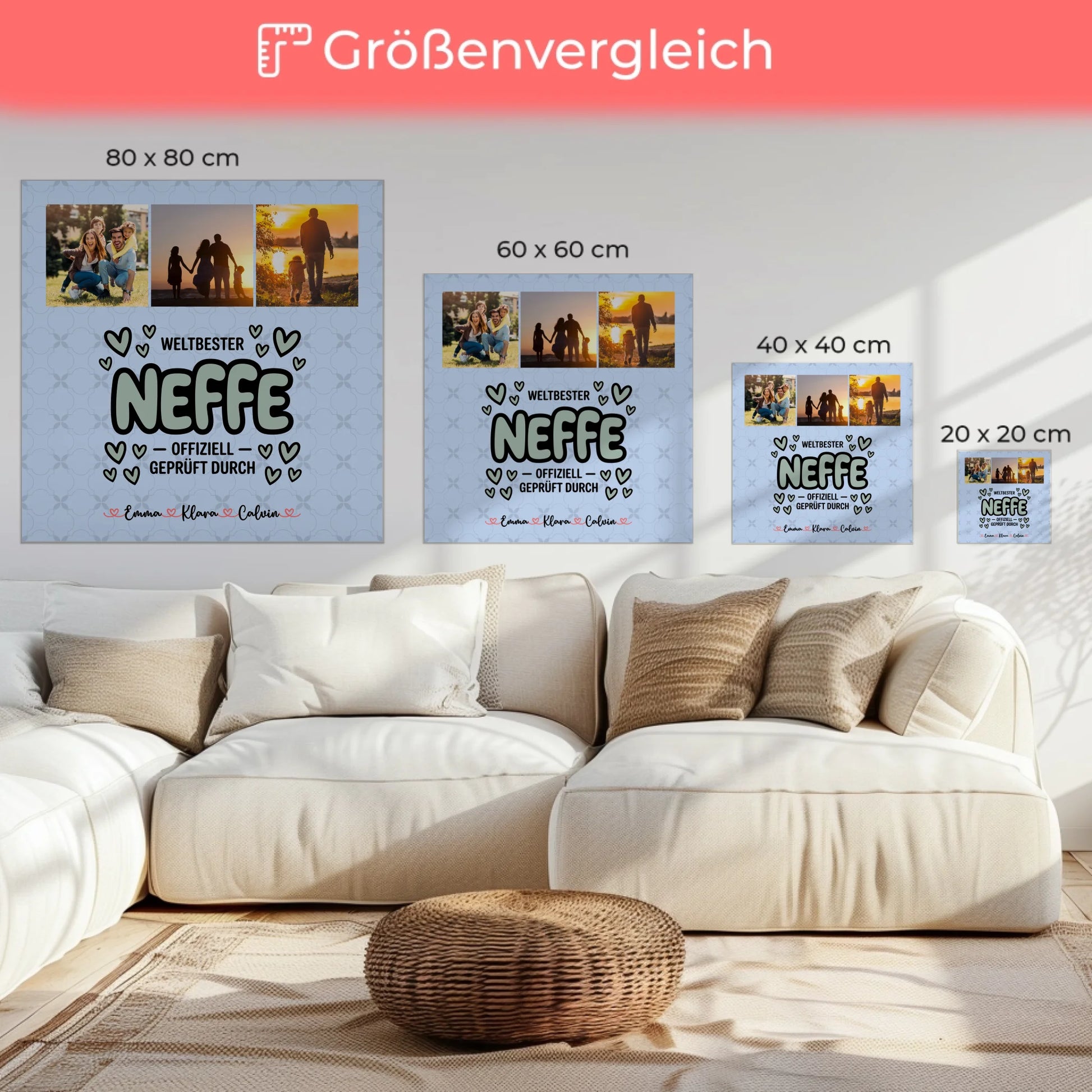 Leinwand Personalisiert Fotocollage für Neffe Weltbester Neffe Offiziell Geprüft Durch 6