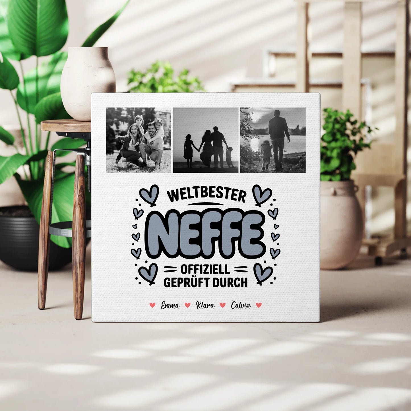 Personalisierte Leinwand Neffe Fotocollage Weltbester Neffe Offiziell Geprüft Durch 3