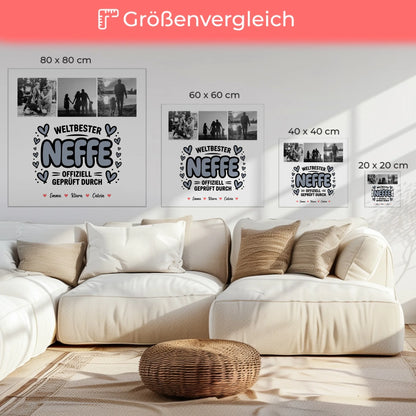 Personalisierte Leinwand Neffe Fotocollage Weltbester Neffe Offiziell Geprüft Durch 6
